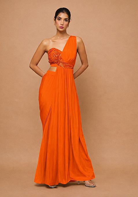Orange Crepe Handwork Fusion Set