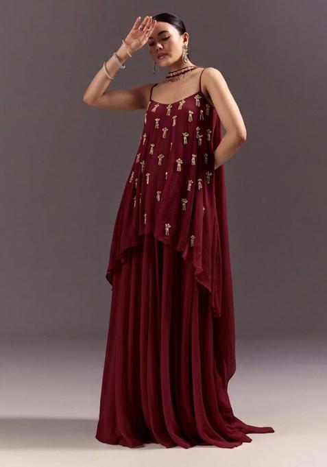 Maroon Chinon Handwork Fusion Set