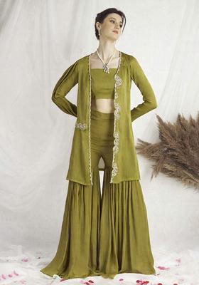 Olive Green Chinon Handwork Fusion Set