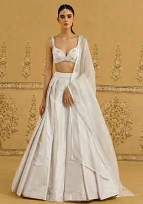 Ivory Silk Blend Handwork Lehenga Set