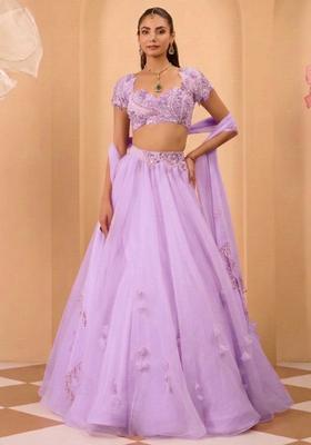Lilac Organza Handwork Lehenga Set