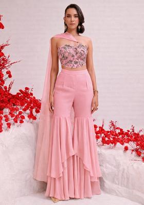 Baby Pink Handwork Goergette Fusion Set