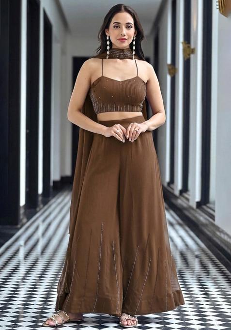 Brown Handwork Goergette Fusion Set