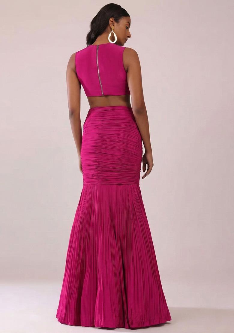 Pink Handwork Crepe Fusion Set - Indya