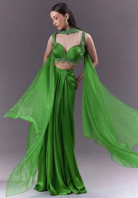Green Handwork Satin Fusion Set