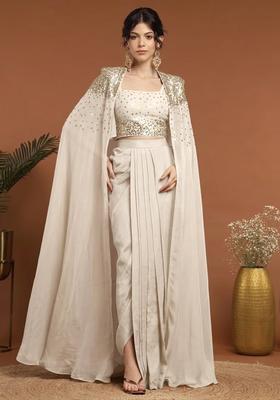 Champagne Beige Handwork Silk Blend Fusion Set