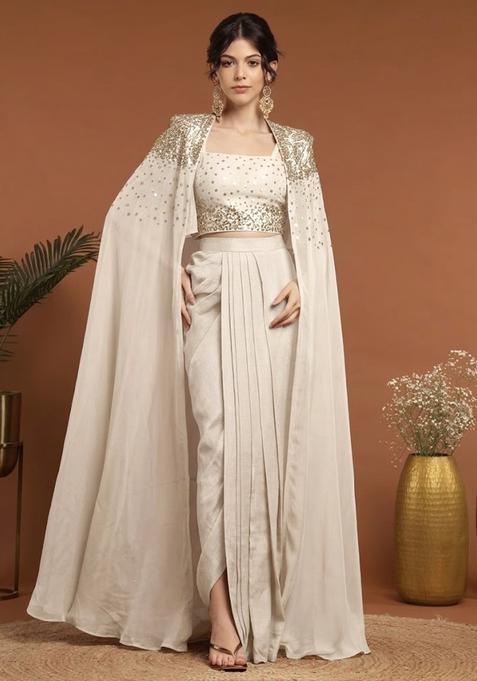 Champagne Beige Handwork Silk Blend Fusion Set