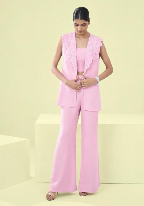 Light Pink Handwork Crepe Fusion Set