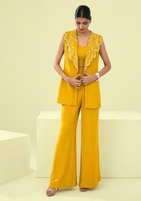Mustard Handwork Crepe Fusion Set