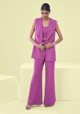 Mauve Handwork Crepe Fusion Set