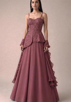 Pink Handwork Crepe Fusion Set