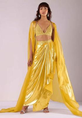 Metallic Gold Hand Work Chinon Fusion Set