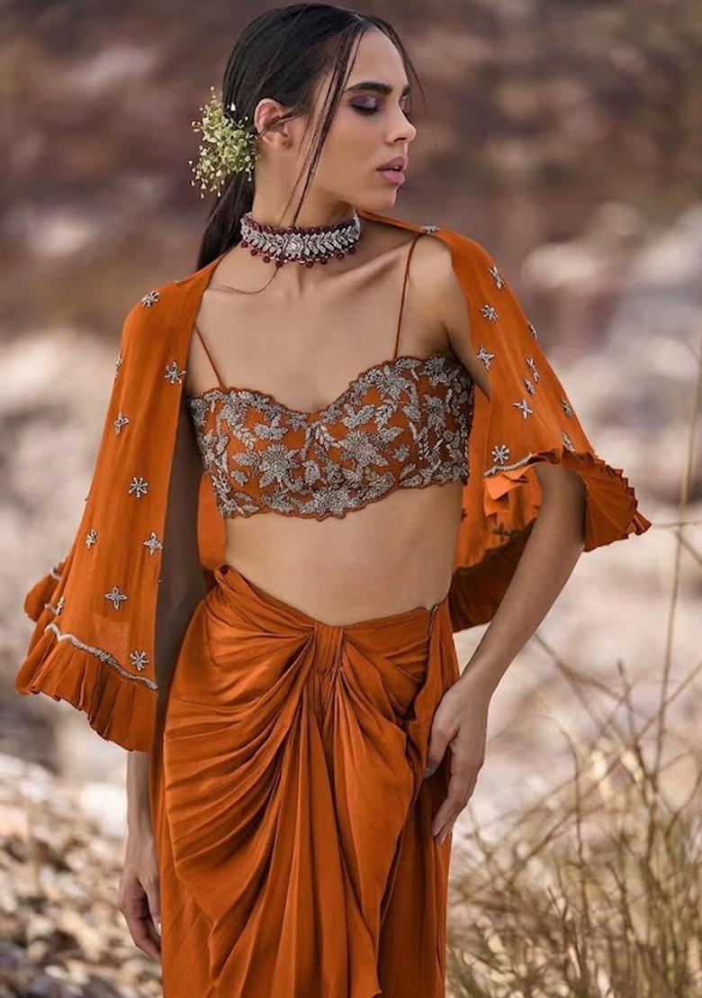 Rust Hand Work Chinon Fusion Set - Indya