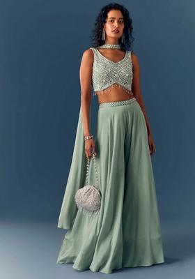 Sage Green Hand Work Chinon Fusion Set