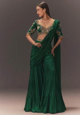 Emerald Green Hand Work Chinon Fusion Set