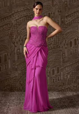 Pink Hand Work Chinon Fusion Set