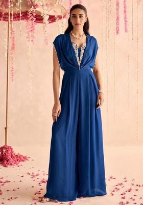 Royal Blue Hand Work Chinon Fusion Set