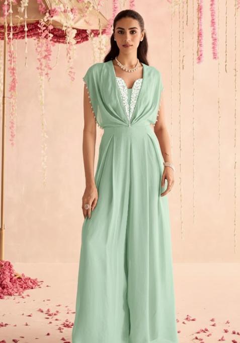 Sage Green Hand Work Chinon Fusion Set