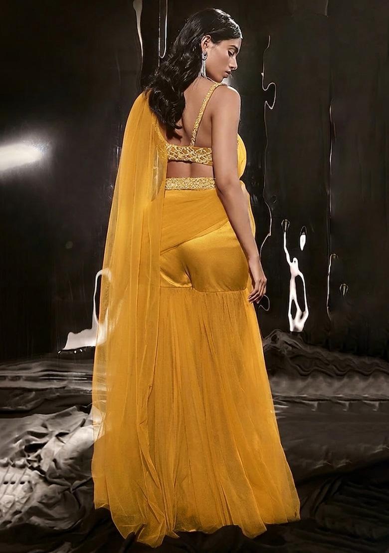 Dark Grey Hand Work Sequin Satin Fusion Set - Indya