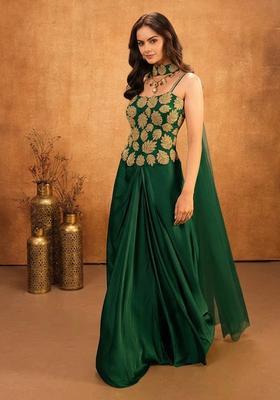 Light Green Hand Work Embellished Crepe Fusion Set