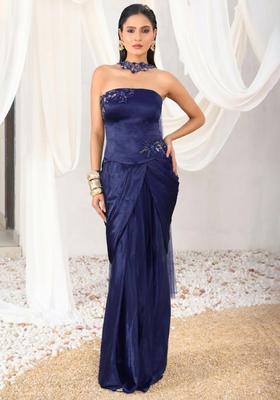 Violet Hand Work Sequin Crepe Fusion Set