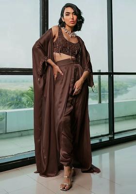 Dark Brown Hand Work Embellished Fusion Set