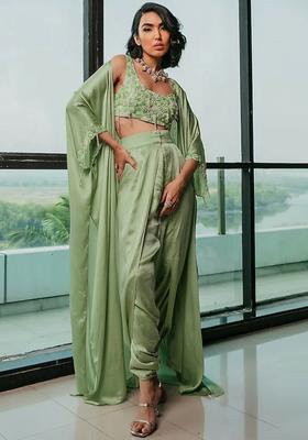 Light Green Hand Work Embellished Fusion Set