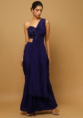 Violet Hand Work Embellished Fusion Set