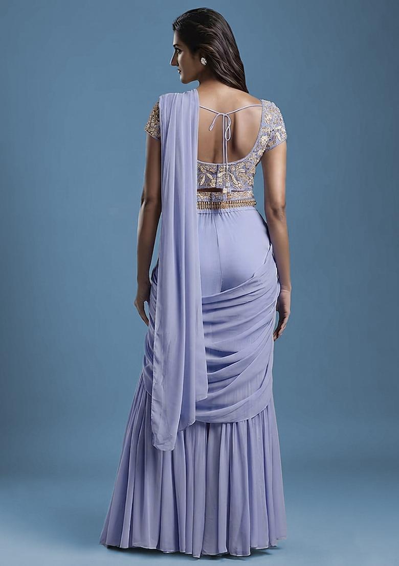 Off White Hand Work Embellished Fusion Set - Indya