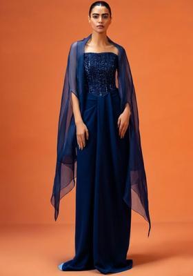 Royal Blue Hand Work Embellished Fusion Set