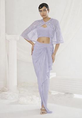 Lilac Hand Work Embellished Fusion Set
