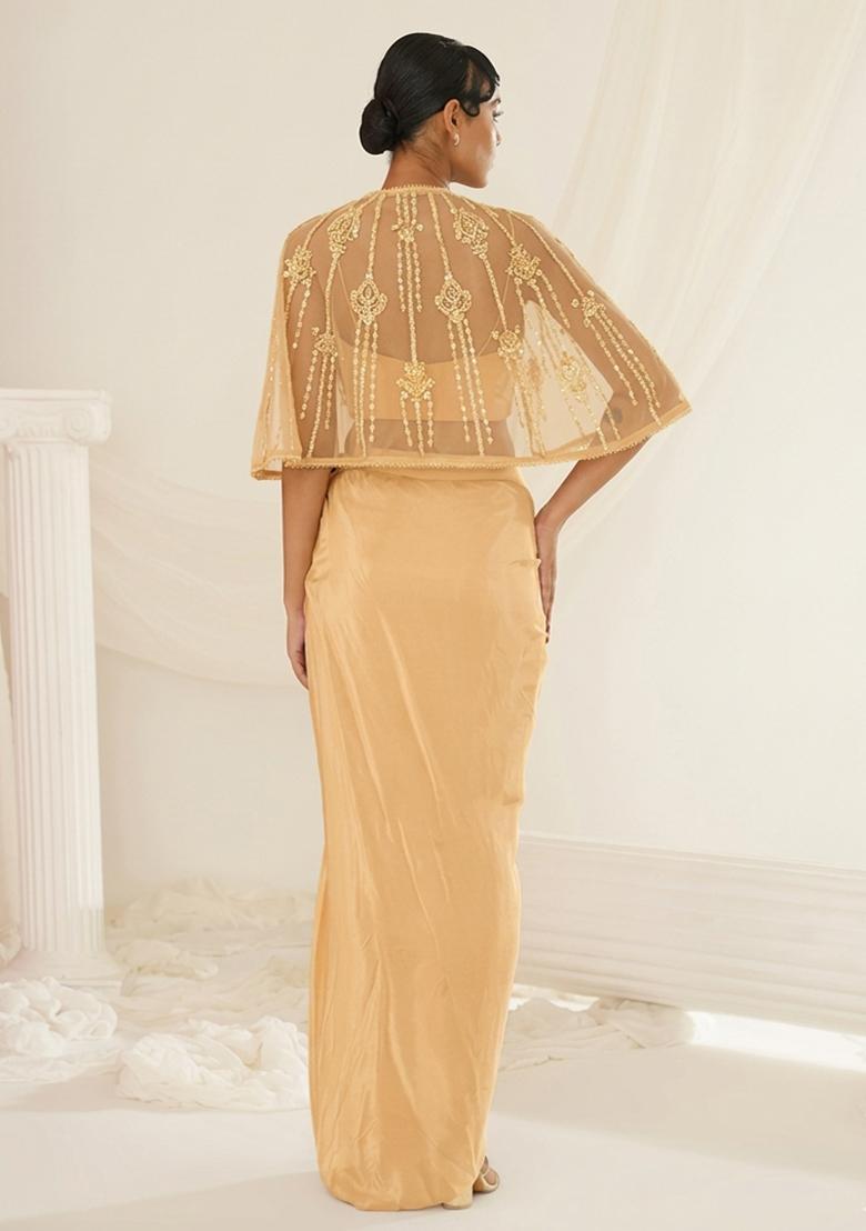 Bright Yellow Hand Work Embellished Fusion Set - Indya