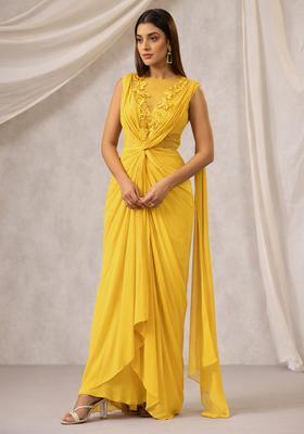 Bright Orange Hand Work Embroidered Fusion Set