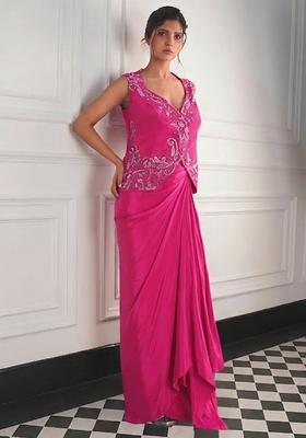 Pink Satin Handwork Fusion Set
