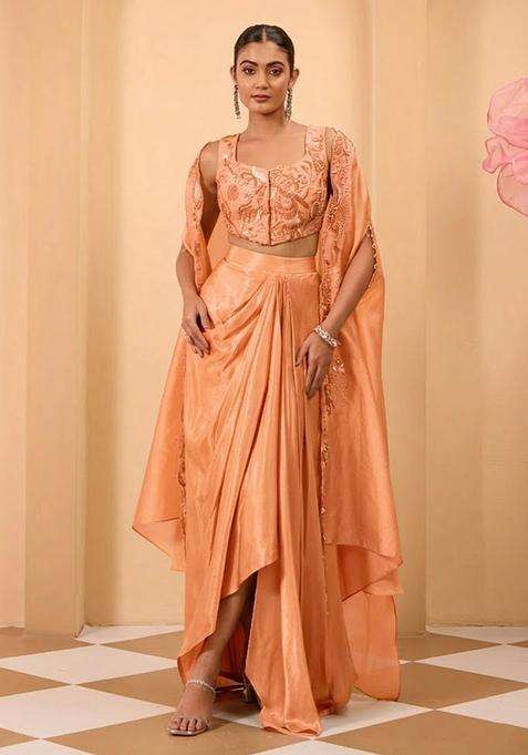 Peach Crepe Handwork Fusion Set