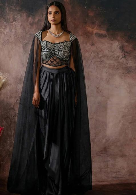 Grey Crepe Handwork Fusion Set
