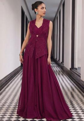 Rani Pink Crepe Handwork Fusion Set
