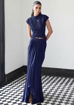 Violet Satin Handwork Fusion Set