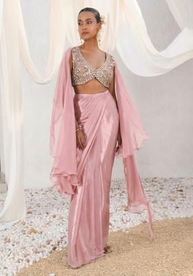 Blush Pink Crepe Handwork Fusion Set