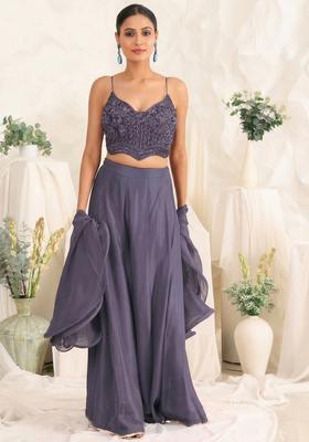 Slate Grey Crepe Handwork Fusion Set