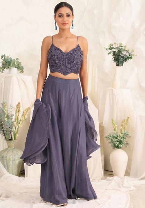 Slate Grey Crepe Handwork Fusion Set