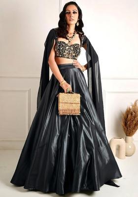 Grey Organza Handwork Lehenga Set