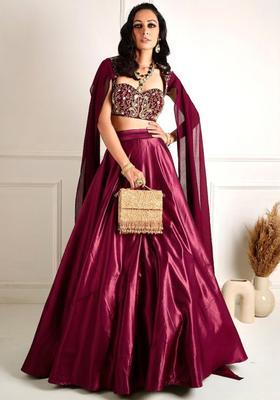 Rani Pink Organza Handwork Lehenga Set