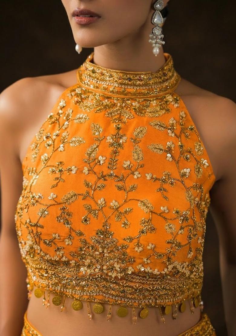 Brown Crepe Embellished Handwork Fusion Set - Indya