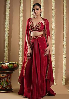 Ice Blue Crepe Embellished Handwork Fusion Set