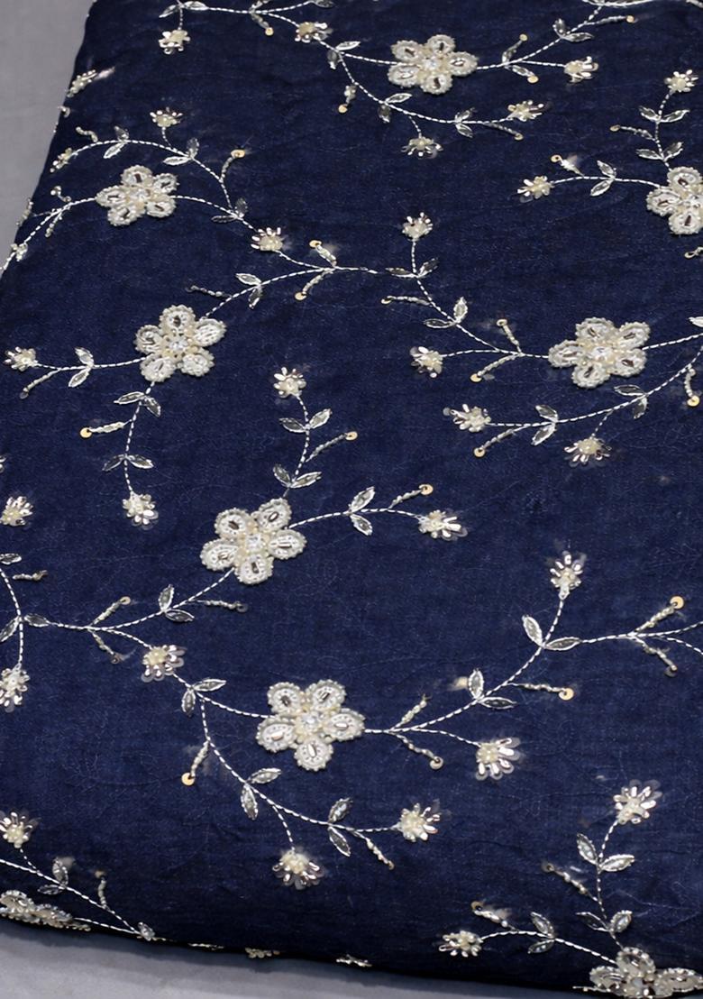 Blue Embroidered Chanderi Sharara Set - Indya