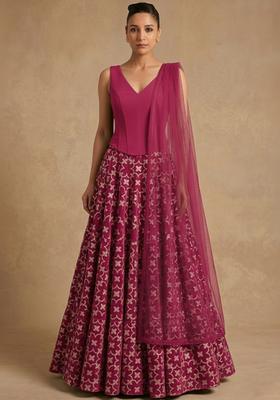Rani Pink Silk Blend Lehenga Set