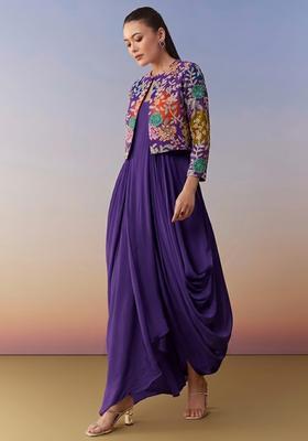 Royal Purple Sequin Crepe Fusion Set