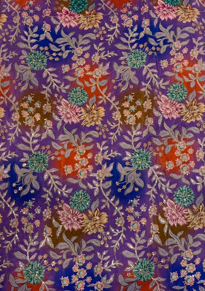 Purple Sequin Crepe Sharara Set - Indya