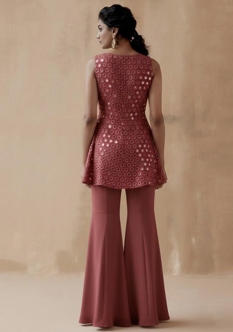 Wine Mirror Georgette Fusion Set - Indya